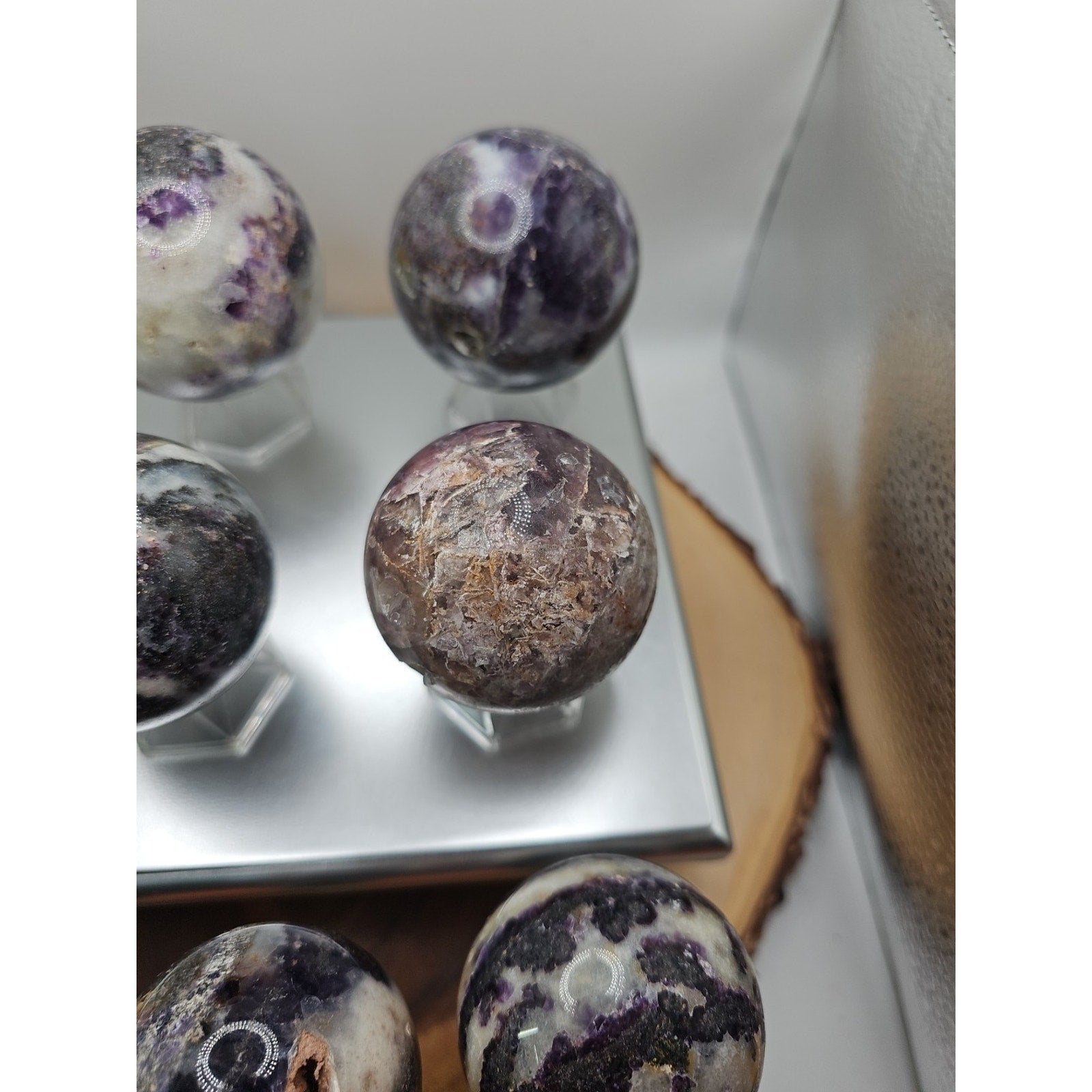 55mm To 65mm Natural Sphalerite Quartz Crystal W/wooden Stand 1 Each