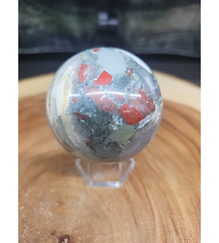 Natural Quartz Crystal Jasper Sphere Ball Polished 63mm &stand