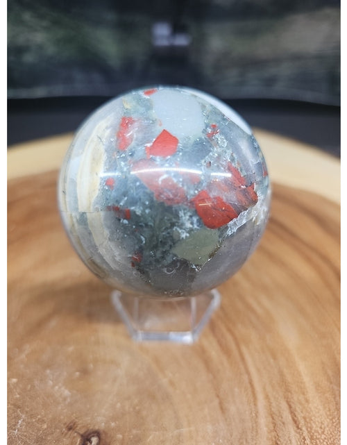 Load image into Gallery viewer, Natural Quartz Crystal Jasper Sphere Ball Polished 63mm &amp;stand
