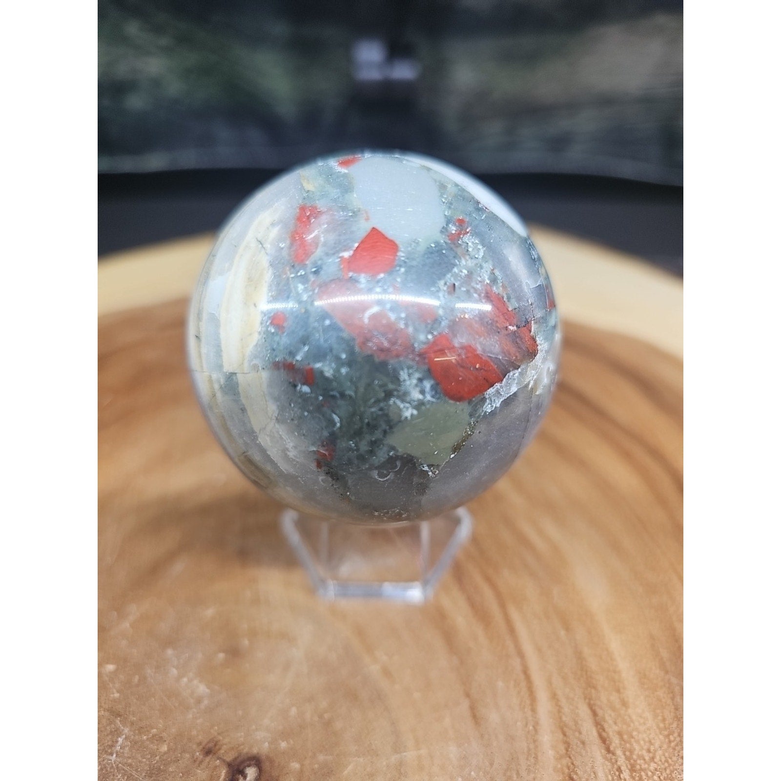 Natural Quartz Crystal Jasper Sphere Ball Polished 63mm &stand