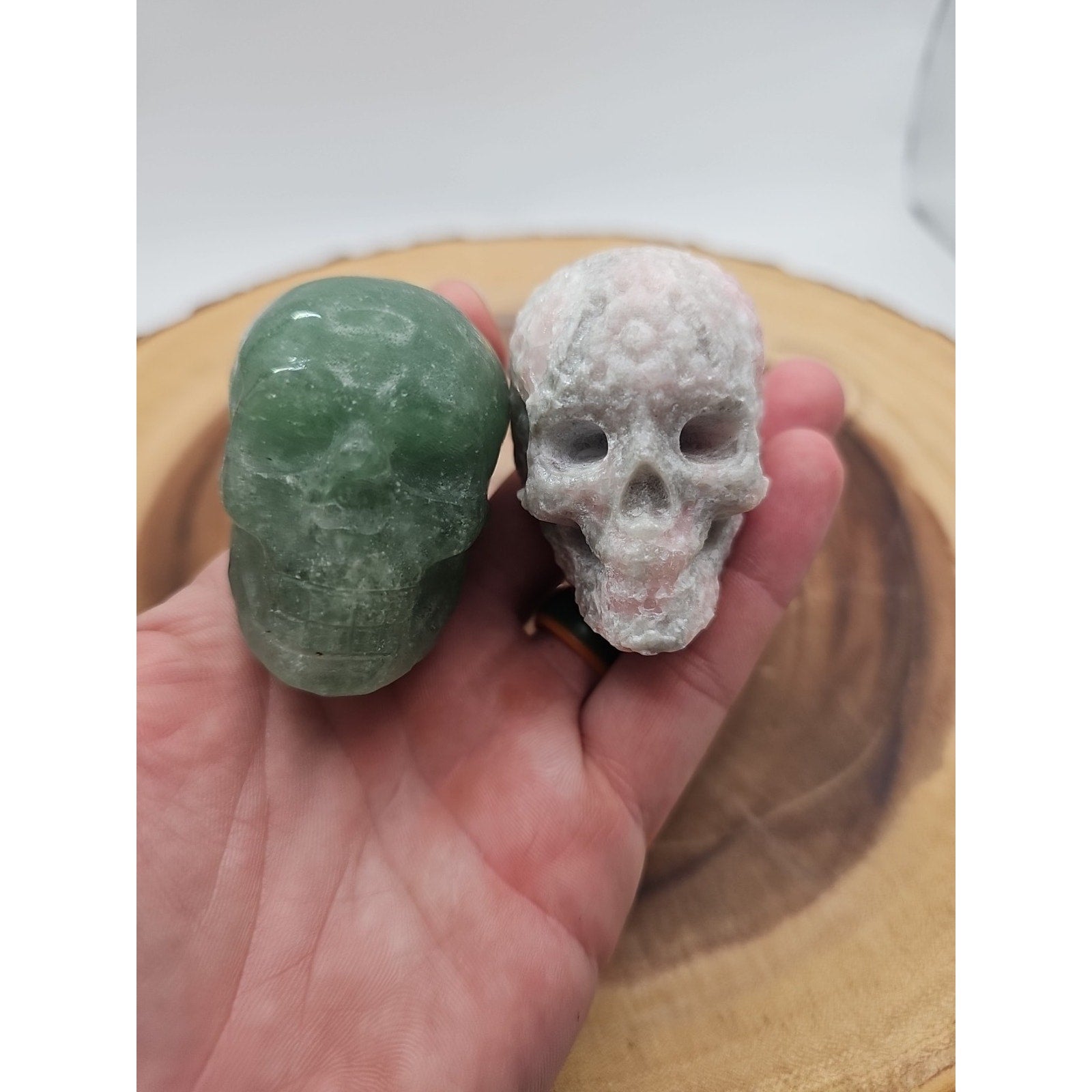 Pink Opal &Fluorite Skulls. .60lb 49mm