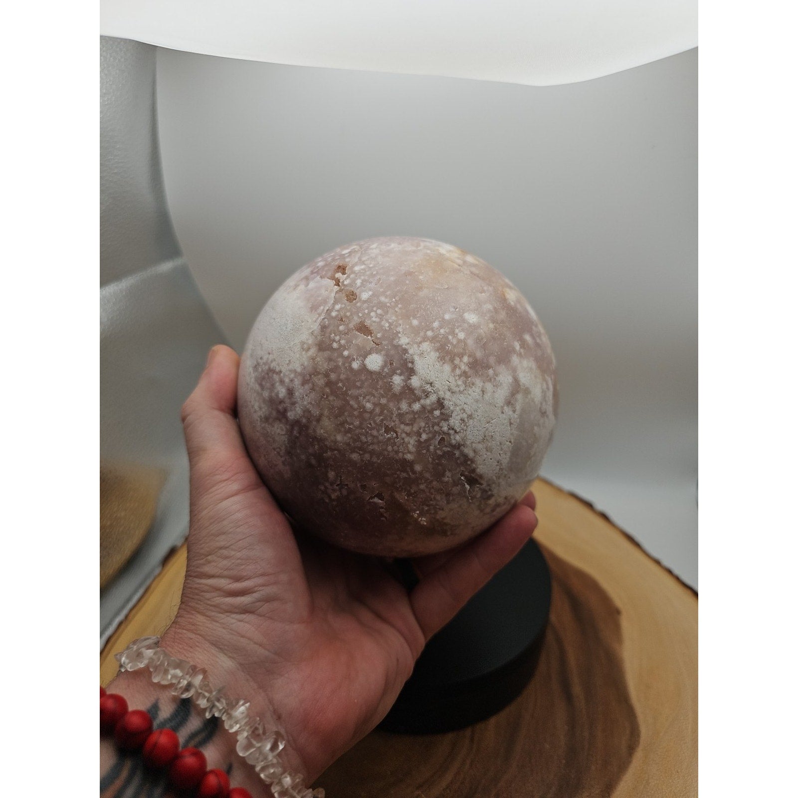 6.55lbs Natural Cherry Blossom Agate Sphere Quartz Crystal Ball