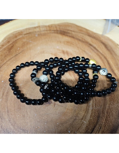 Load image into Gallery viewer, Natural Obsidian Stone Bracelets 5pc Set
