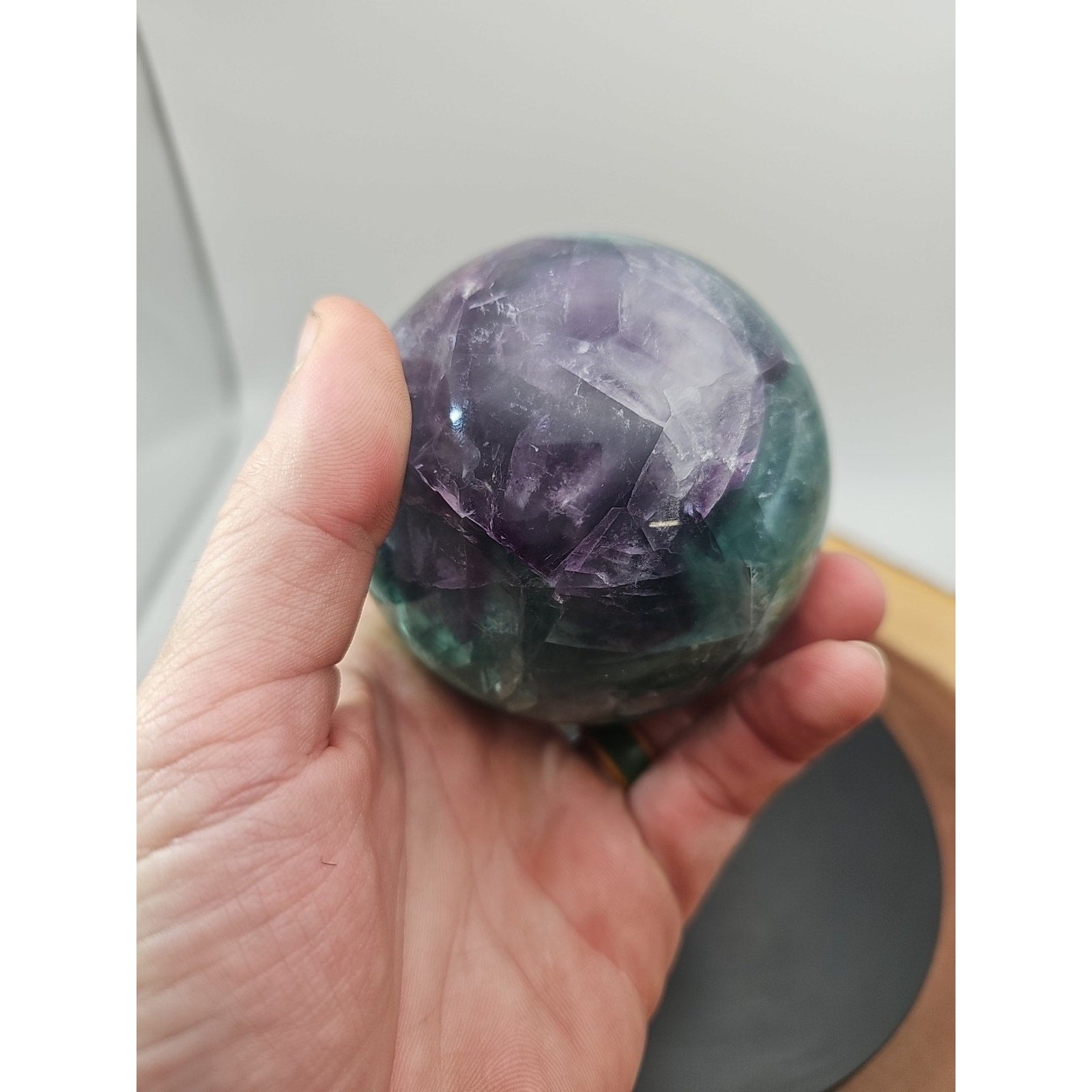 2.11lbs Natural Rainbow Fluorite Quartz Crystal Sphere Ball Polished Healing