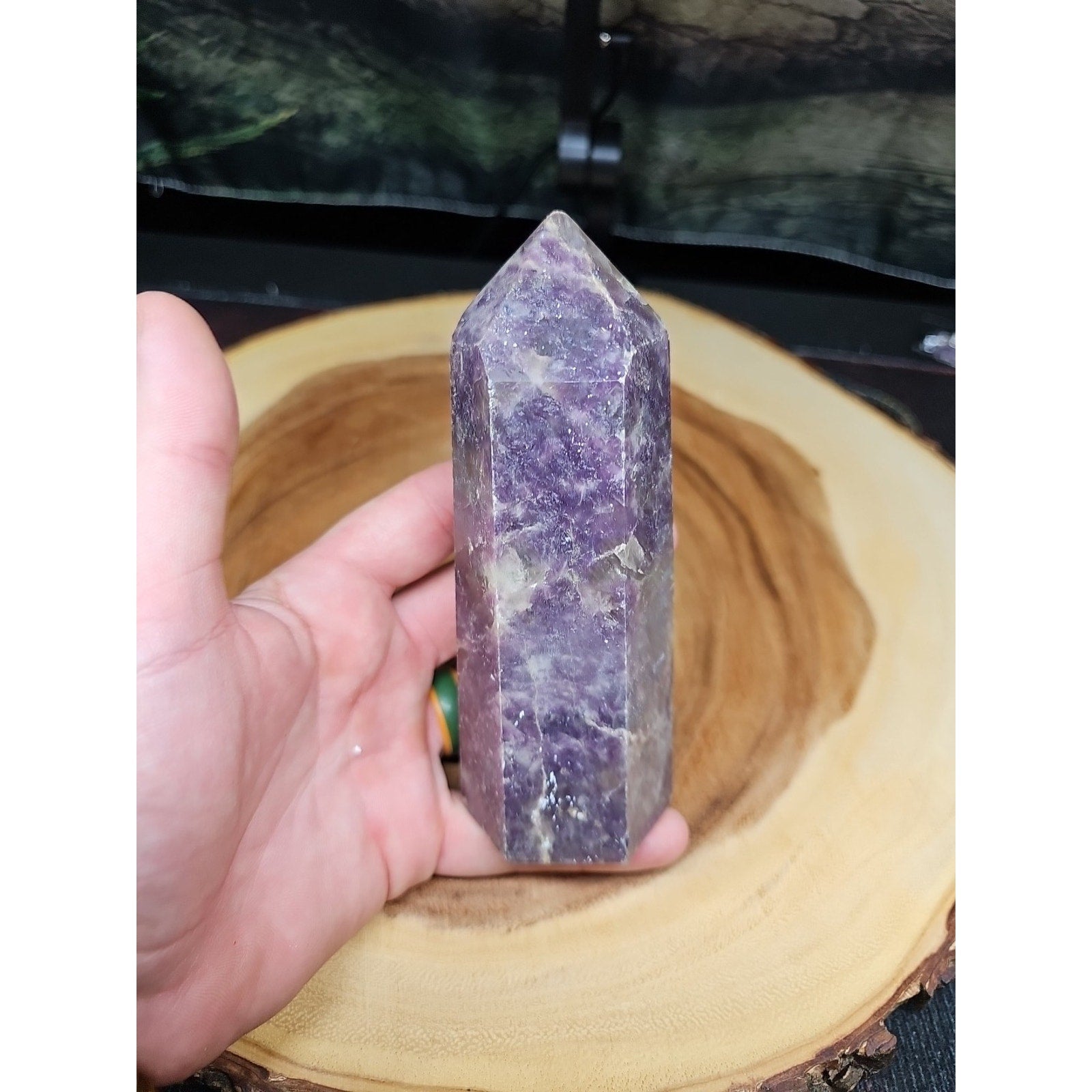 1ea Natural Purple Mica Lepidolite Crystal Point Tower Africa 479g
