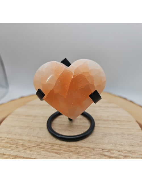 Load image into Gallery viewer, Peach Selenite Palm Stone W/stand 1each
