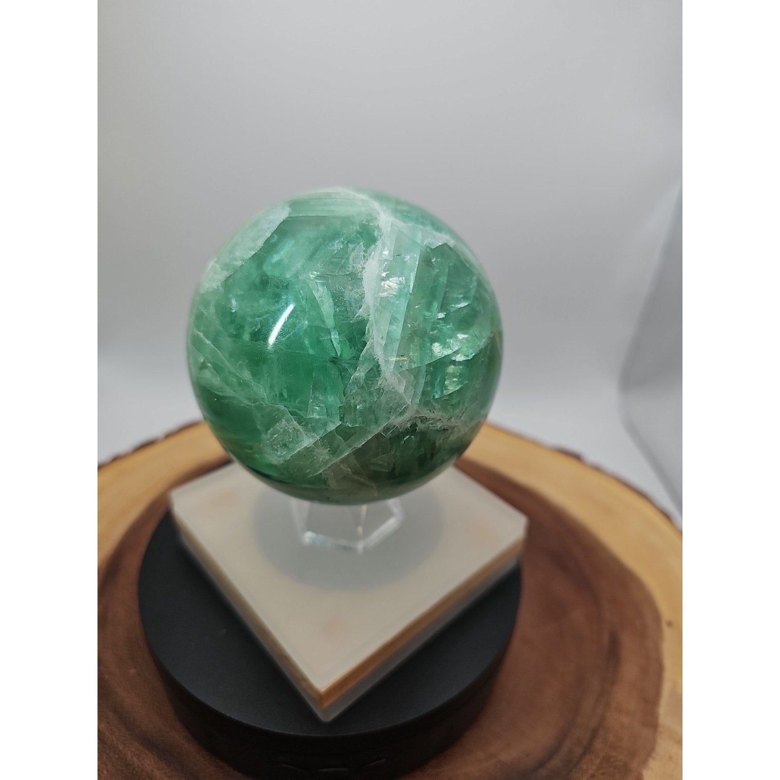 2.84Natural Rainbow Fluorite Quartz Crystal Sphere Ball Polished Healing
