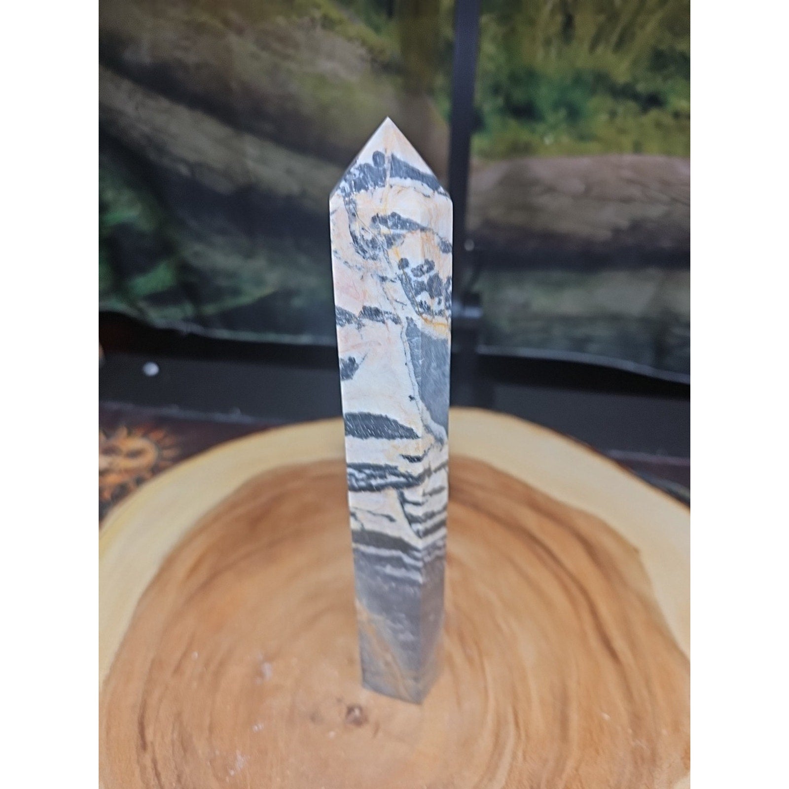 Zebra Stone Tower 443g 8in Tall