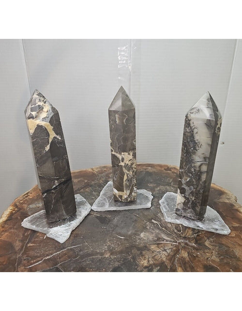 Load image into Gallery viewer, 4.28LB 3Pcs Natural Vesuvianite Agate Carnelian Crystal Point W/Selenite Base
