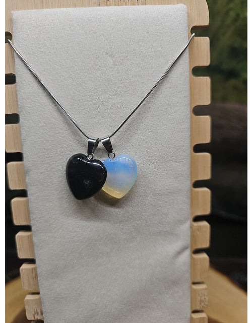 Load image into Gallery viewer, Pendant Necklace 16in Silver Chain Agate Heart
