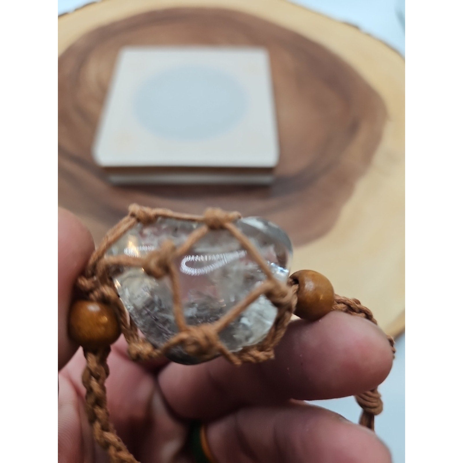 Huge ghost crystal bracelet W/hemp Rope