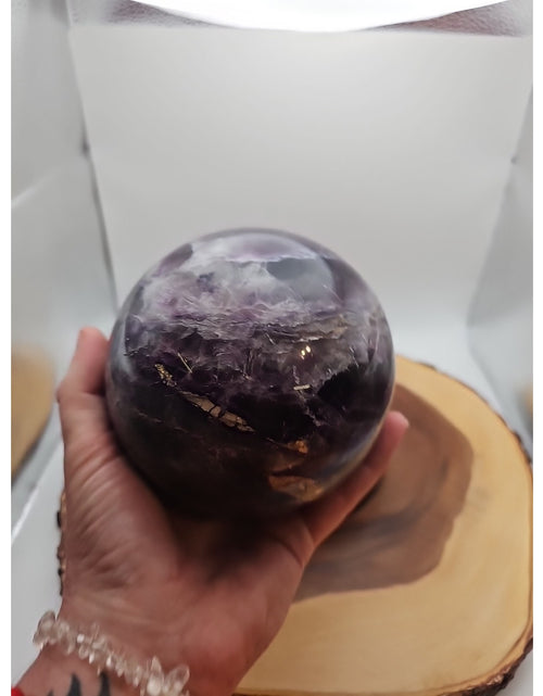 Load image into Gallery viewer, 6.4&quot; Natural Rainbow Fluorite Quartz Crystal Sphere
