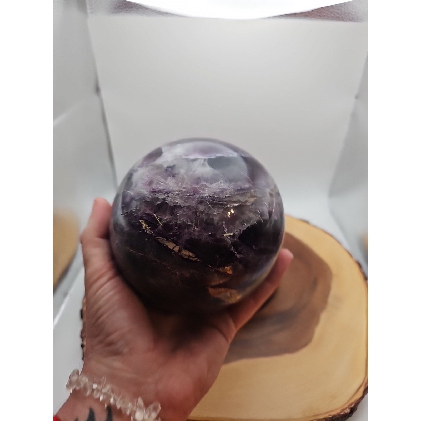 6.4" Natural Rainbow Fluorite Quartz Crystal Sphere