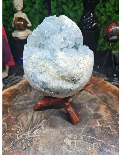 Load image into Gallery viewer, 10.45LB Natural Beautiful Blue Celestite Crystal Geode W/ Stand
