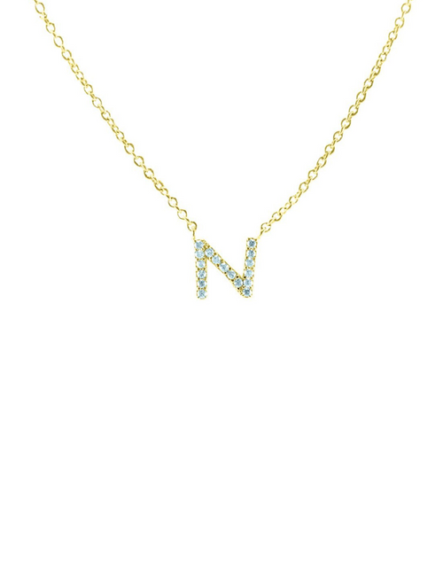 Load image into Gallery viewer, Block CZ Initial Necklace
