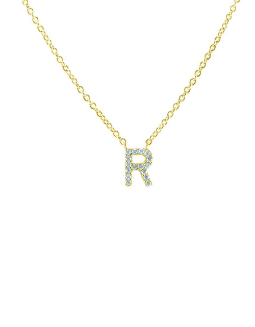 Load image into Gallery viewer, Block CZ Initial Necklace
