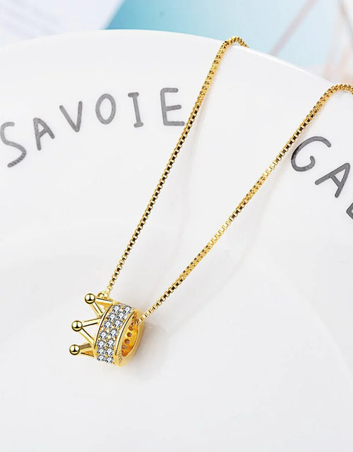 Load image into Gallery viewer, Princess Crown CZ Pendant Necklace: Unique Fine Jewelry for Women
