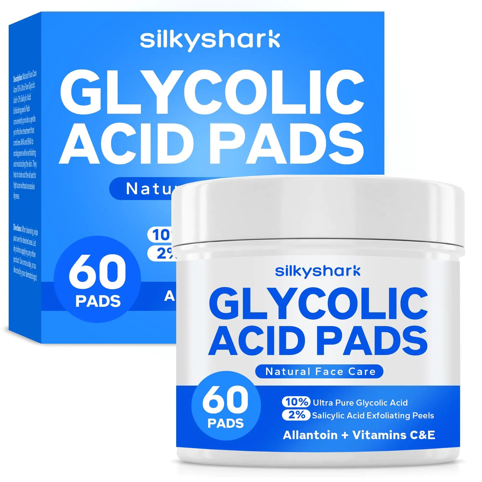 Glycolic Acid Resurfacing Pads (60 Count), 10% Ultra Pure Glycolic Acid + 2% Salicylic Acid, Exfoliating Peel Pads for Face, Effective Chemical Peel, Radiant Skin Renewal