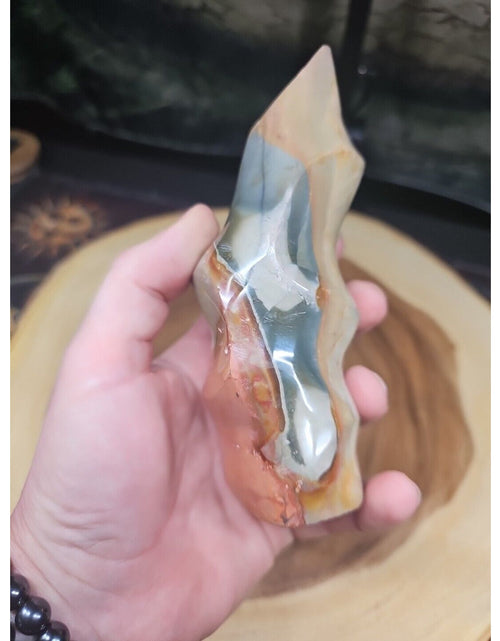 Load image into Gallery viewer, 1.20LB 1Pcs Natural Polychrome Ocean Jasper Crystal Flame Point Carved Healing
