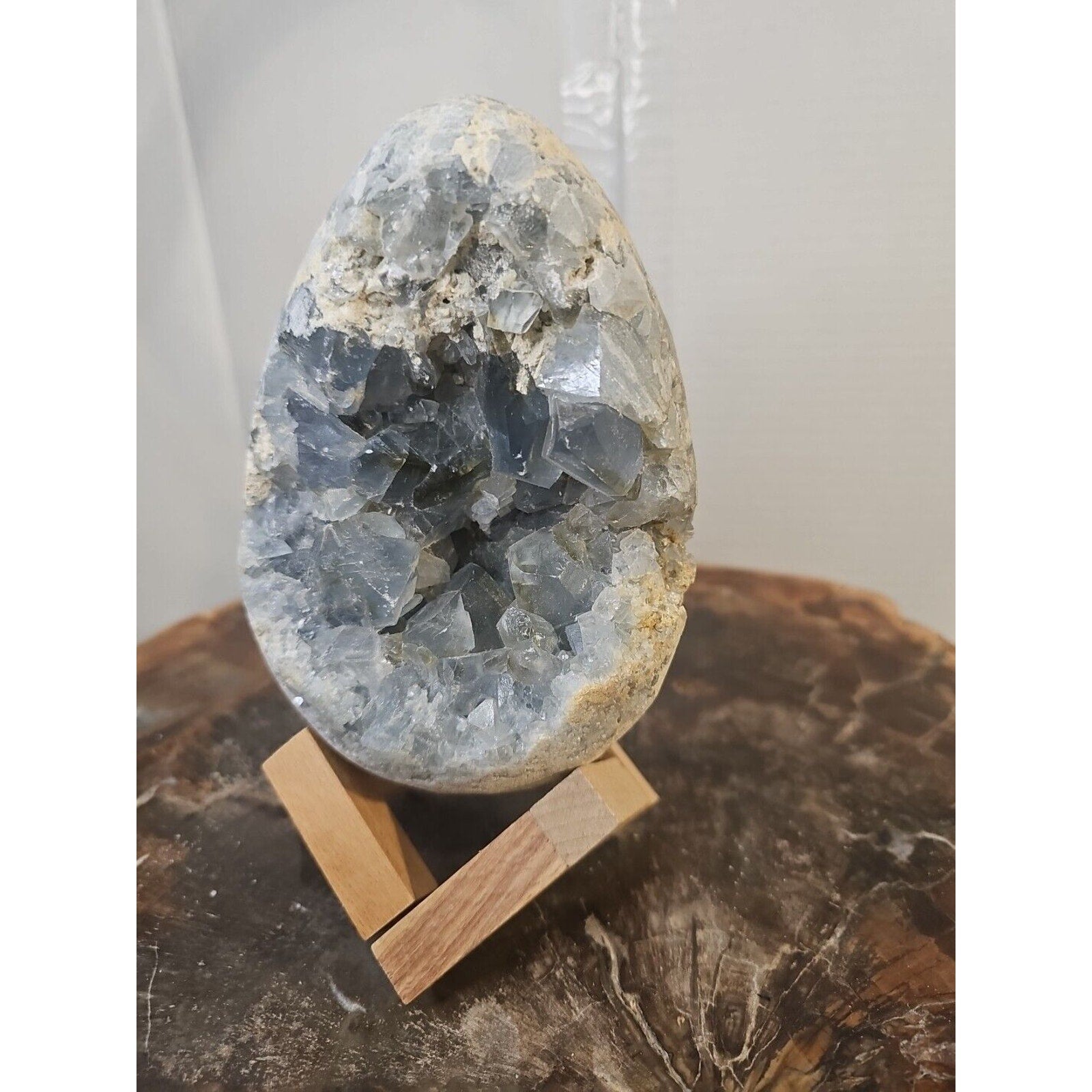 4.61lbs Natural Baby Blue Celestite Quartz Crystal Geode Cluster Points Brazil