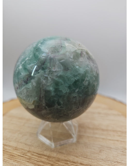 Load image into Gallery viewer, 1.16lb Natural Rainbow Fluorite Quartz Crystal Sphere Ball Polished
