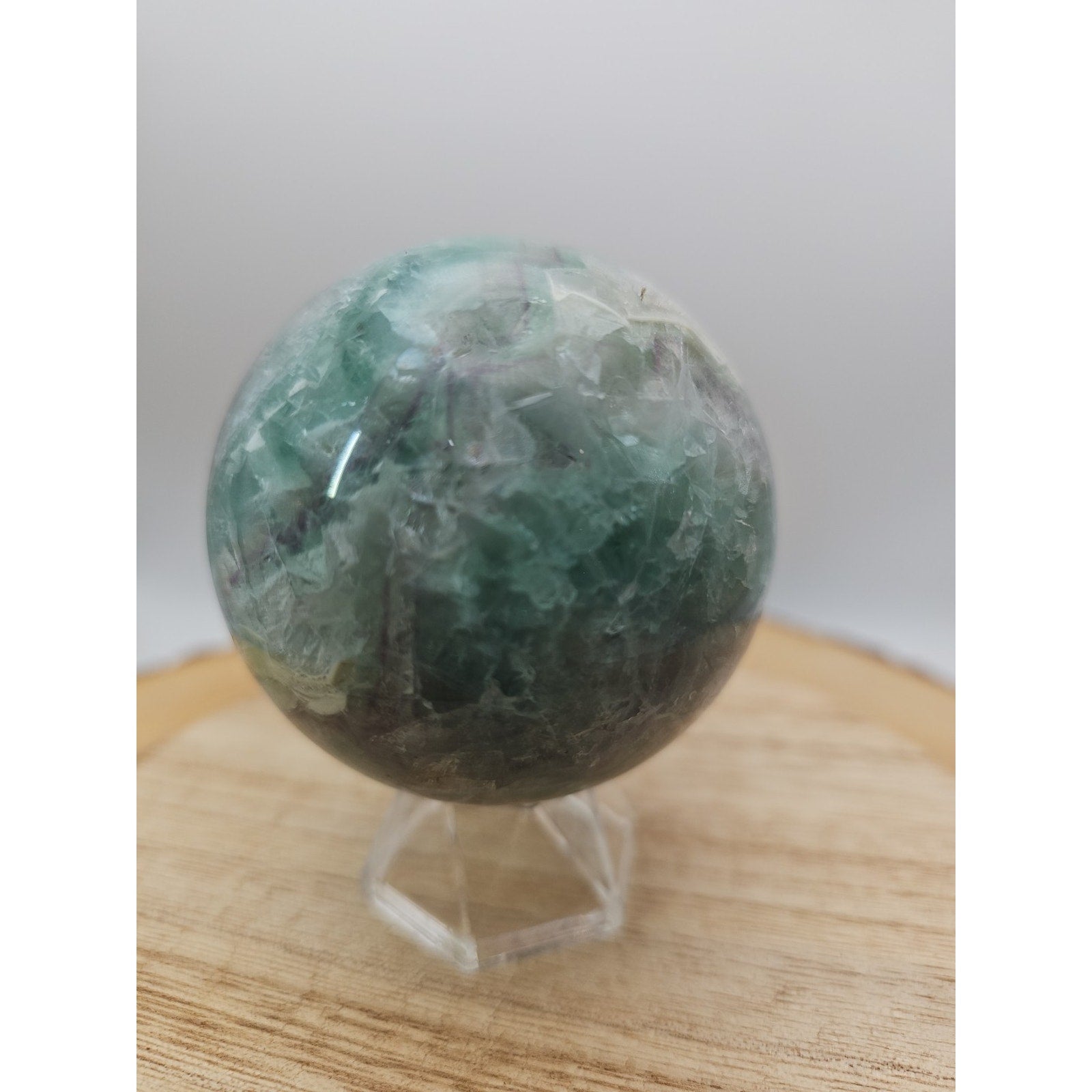 1.16lb Natural Rainbow Fluorite Quartz Crystal Sphere Ball Polished
