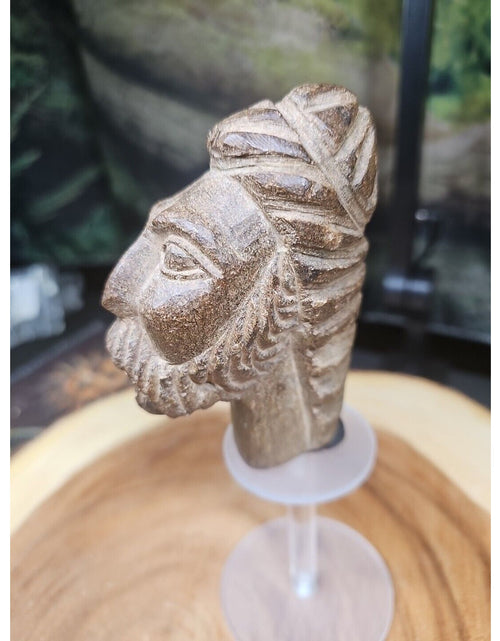 Load image into Gallery viewer, Vintage ABSTRACT STONE HEAD Sculpture Stone 1 lb W/Stand
