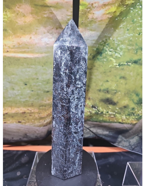 Load image into Gallery viewer, 6lbs 13in Tall Arfvedsonite Garnet Blue Flashes Crystal Point
