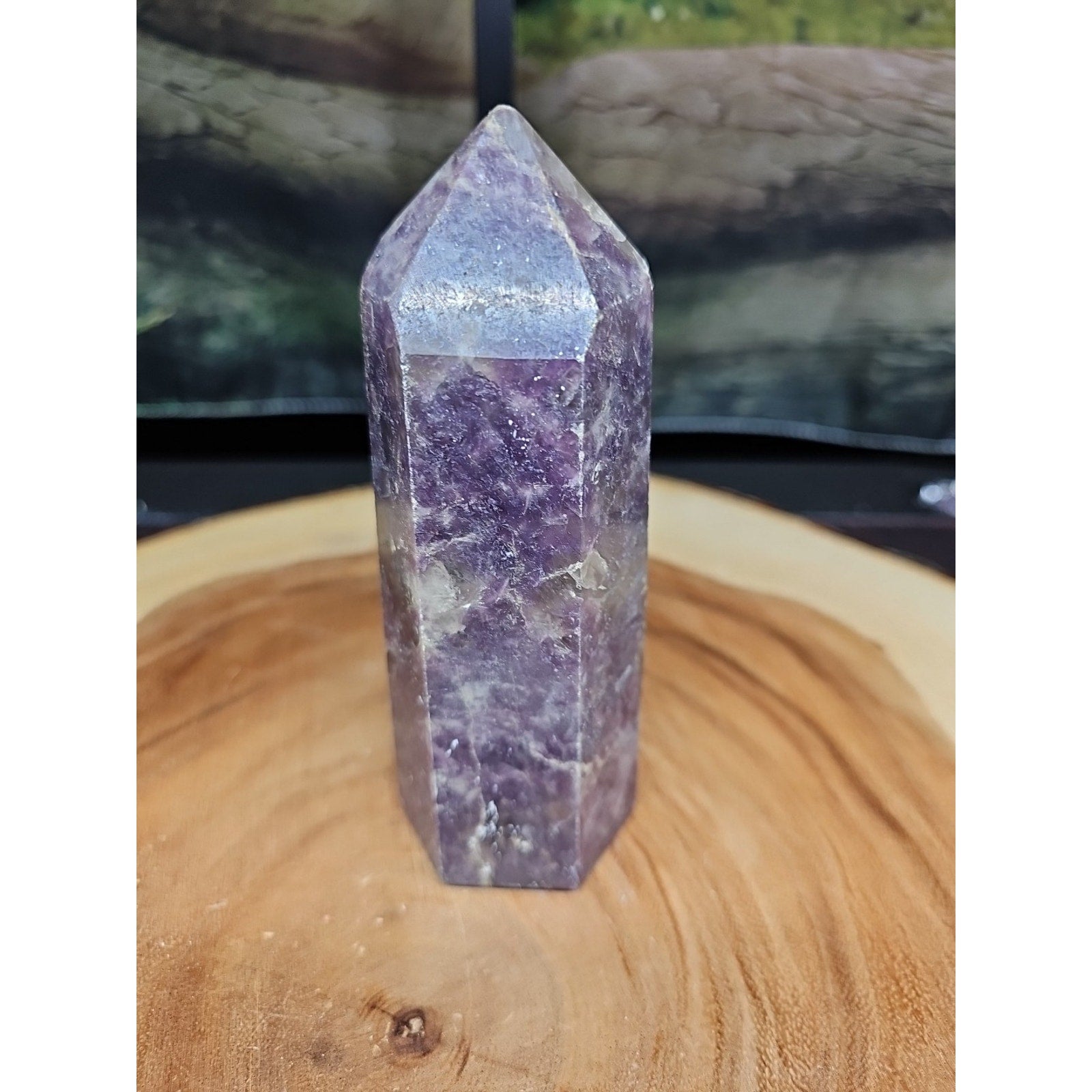 1ea Natural Purple Mica Lepidolite Crystal Point Tower Africa 479g