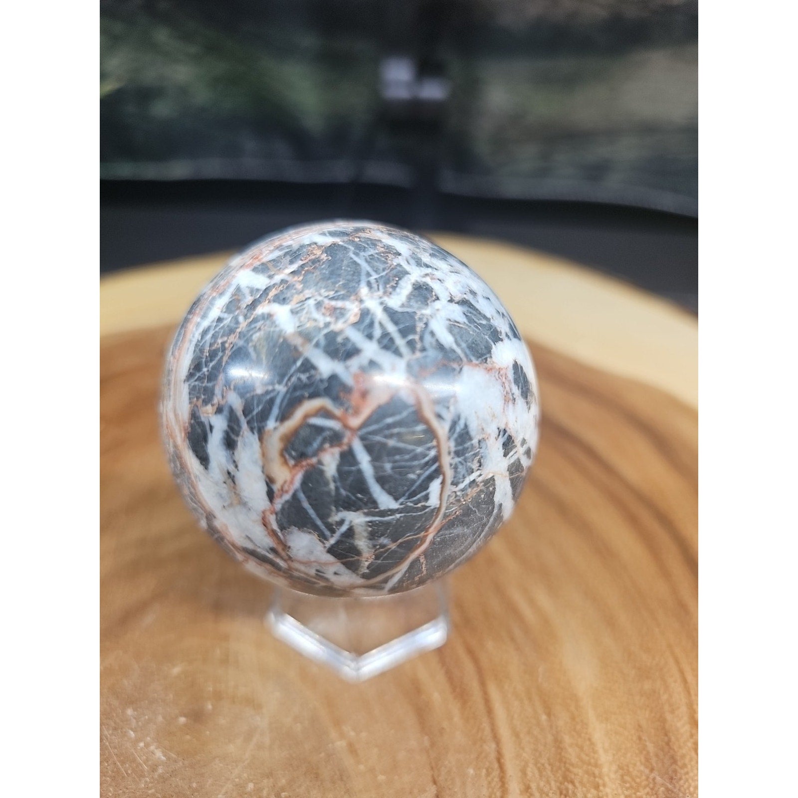 Natural Quartz Crystal Jasper Sphere Ball Polished 50-60mm &stand
