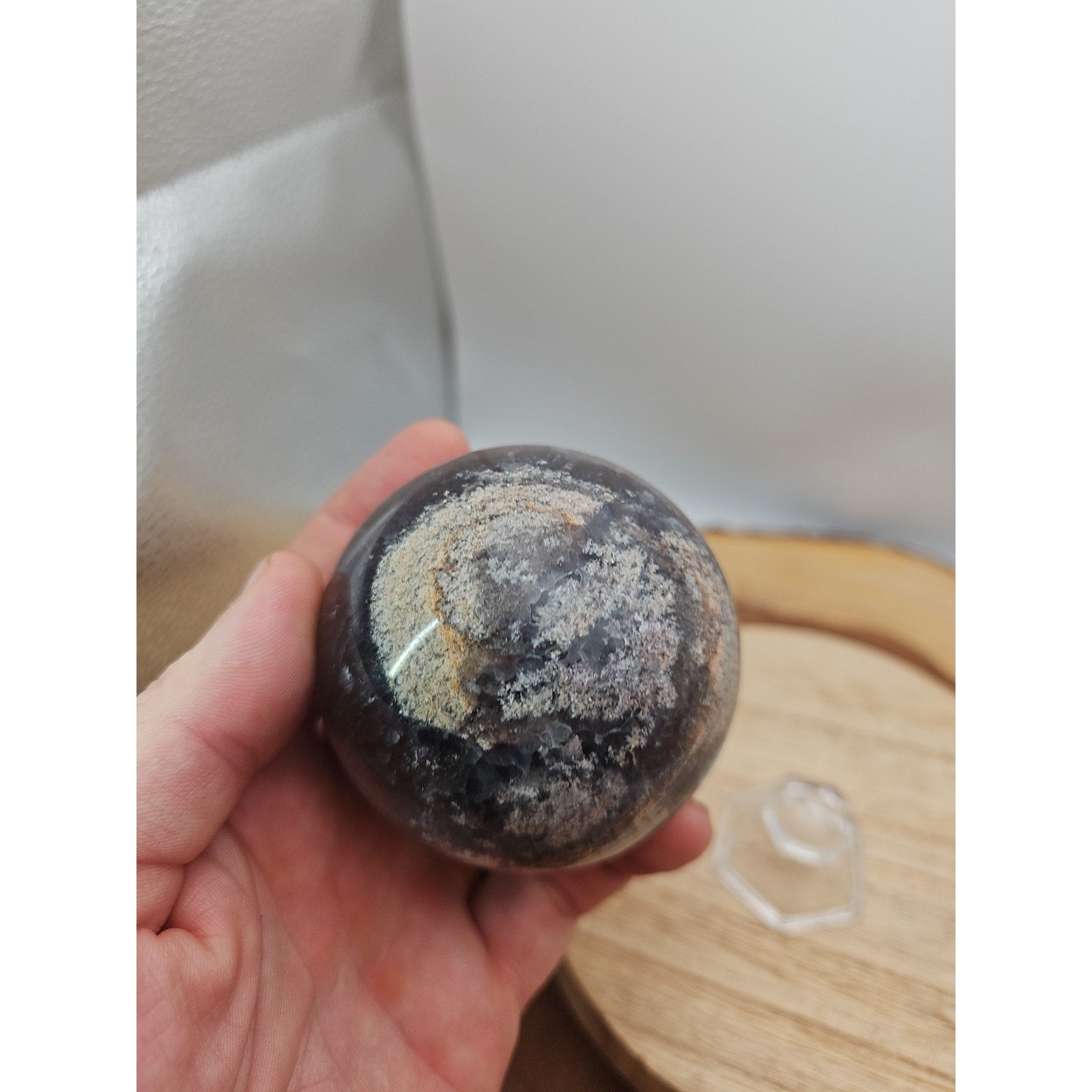 1.30lb Natural Rainbow Fluorite Quartz Crystal Sphere Ball Polished
