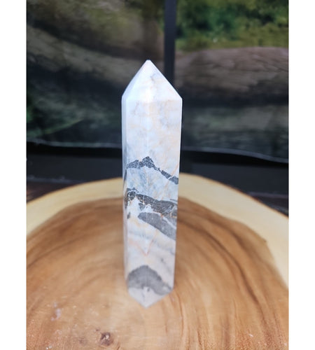 Zebra Stone Tower 347g 6.5in Tall