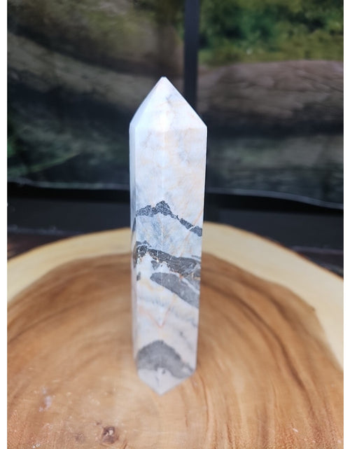 Load image into Gallery viewer, Zebra Stone Tower 347g 6.5in Tall
