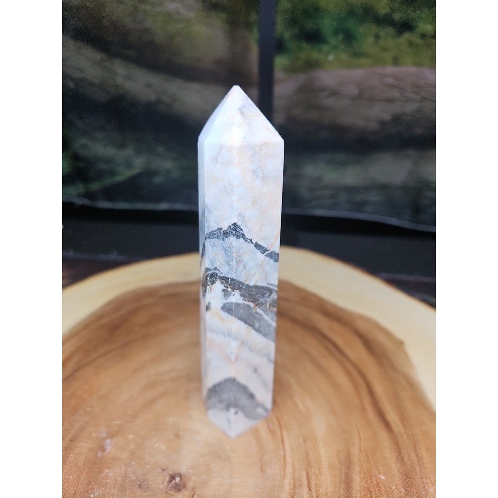 Zebra Stone Tower 347g 6.5in Tall
