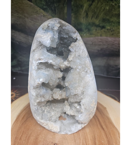 13.6LB 8" Natural Baby Blue Celestite Quartz Crystal Geode Cluster Points Brazil