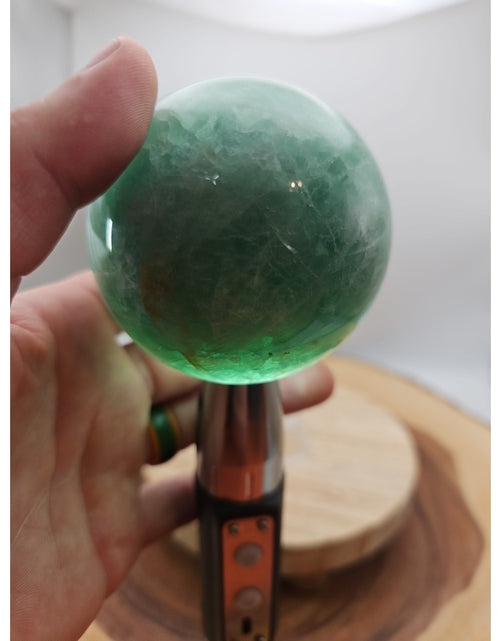 Load image into Gallery viewer, 1.43lb Natural Rainbow Fluorite Quartz Crystal Sphere Ball Polished

