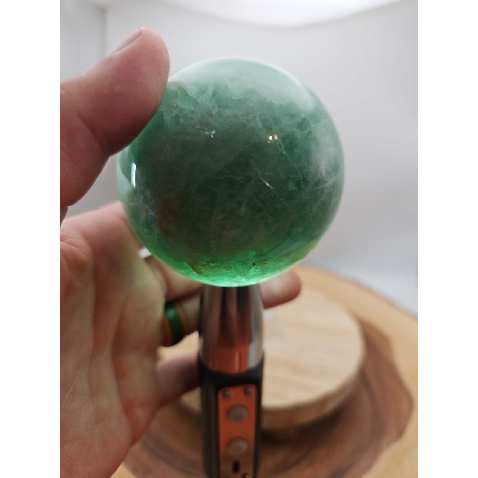 1.43lb Natural Rainbow Fluorite Quartz Crystal Sphere Ball Polished