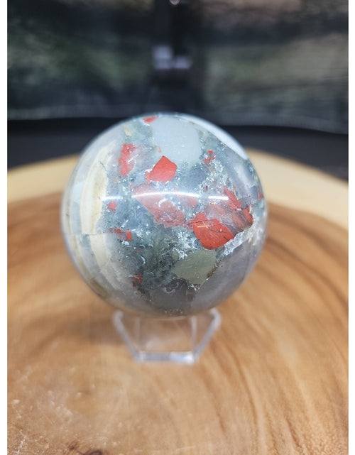 Load image into Gallery viewer, Natural Quartz Crystal Jasper Sphere Ball Polished 63mm &amp;stand
