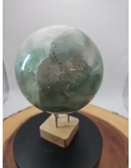 Load image into Gallery viewer, 5.43 Natural Green Fluorite Quartz Crystal Sphere Ball Polished Healing
