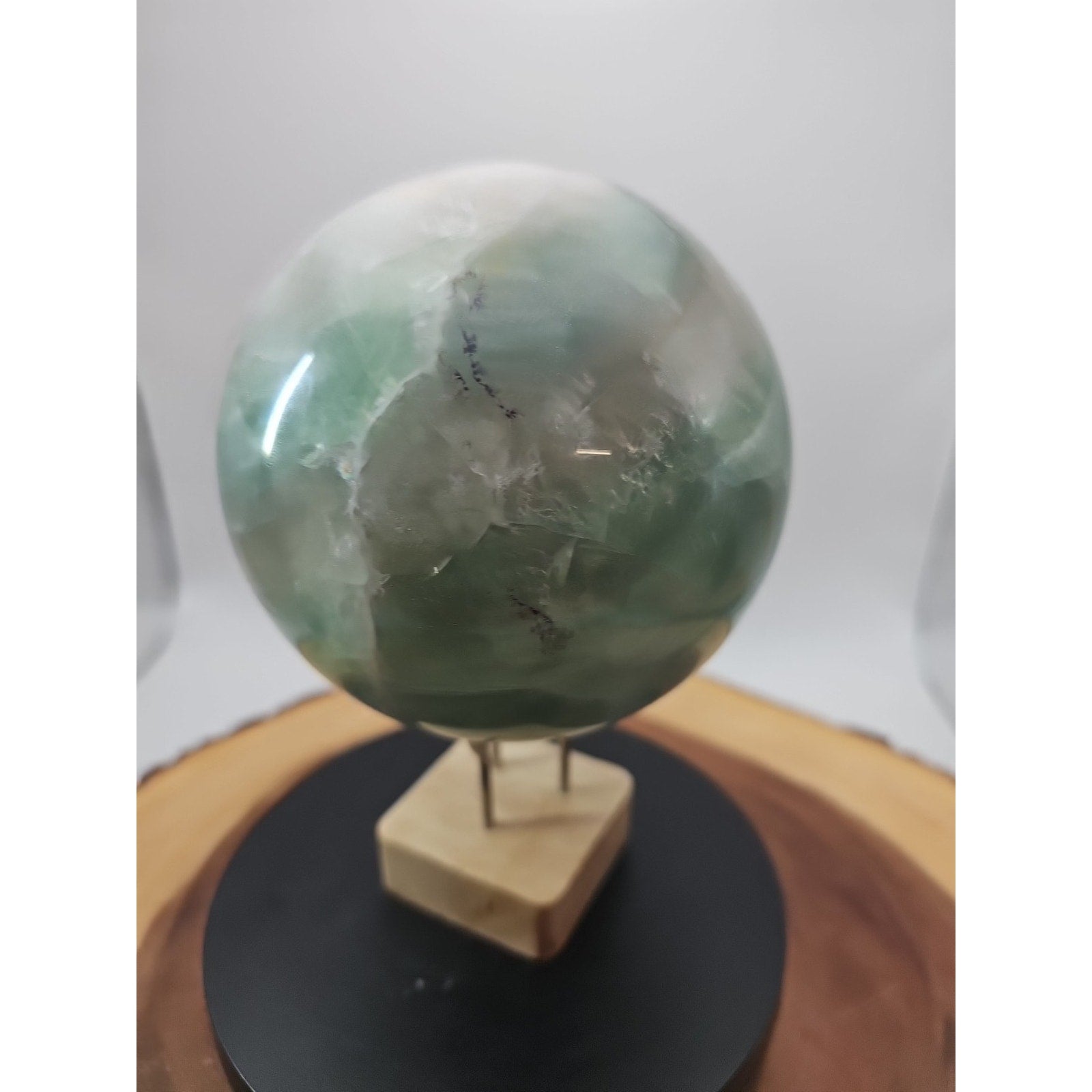 5.43 Natural Green Fluorite Quartz Crystal Sphere Ball Polished Healing