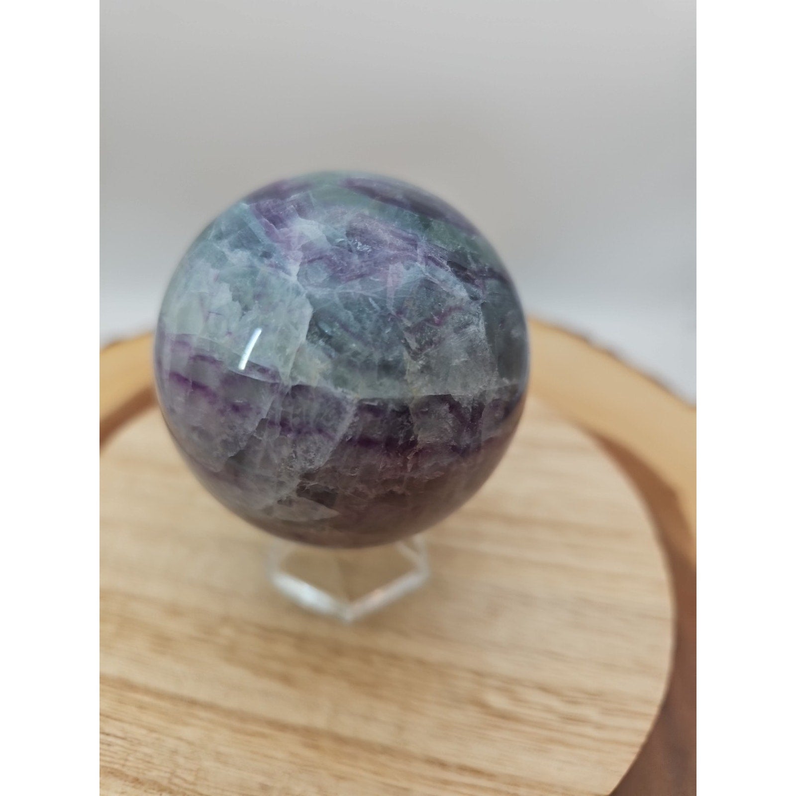 1.09lb Natural Rainbow Fluorite Quartz Crystal Sphere Ball Polished