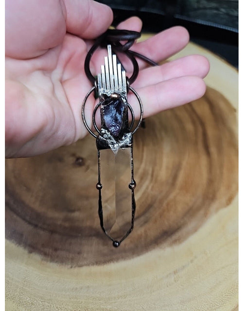 Load image into Gallery viewer, Healing Quartz Crystal Necklace W/Leather Cord
