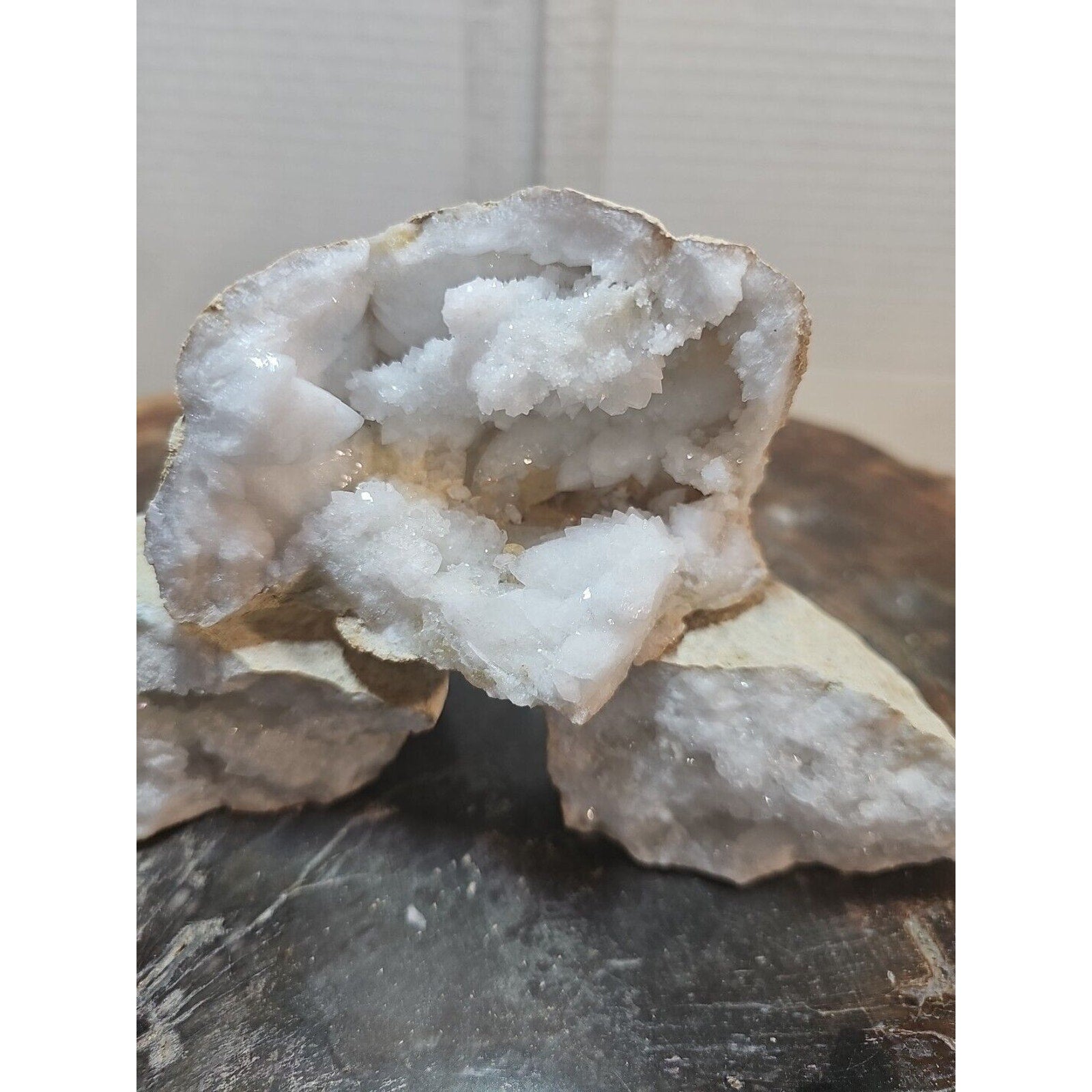 3pcs 1.85lbs Geode Crystal Moroccan Quartz