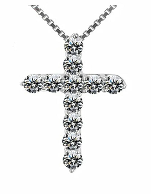 Load image into Gallery viewer, Crystal Cross Pendant Silver Chain Necklace - Fashionable Women&#39;s Jewelry Gift
