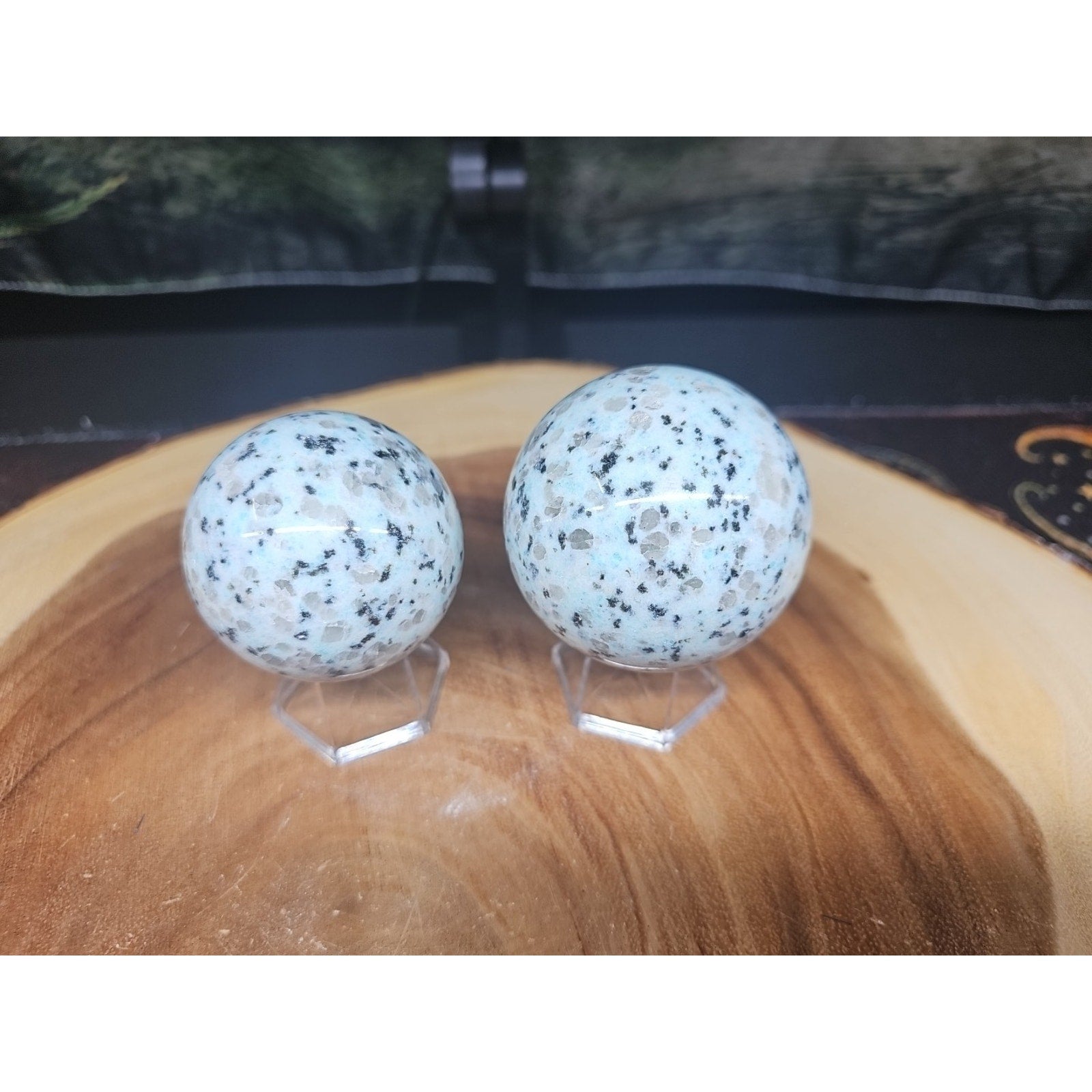 2Pcs A Set Of Natural Quartz Crystal Jasper Sphere Ball Polished 50-60mm &stand