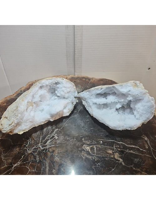 Load image into Gallery viewer, 3.88lbs Large Pair Geode Crystal Moroccan Quartz W /Stand
