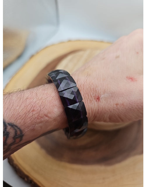 Load image into Gallery viewer, 35.4g Natural Dream Purple Amethyst And Agate Crystal Bangle Bracelet Handmade
