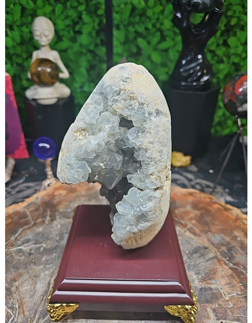 Load image into Gallery viewer, 4.02LB Natural Beautiful Blue Celestite Crystal Geode W/ Stand
