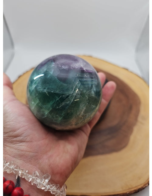 Load image into Gallery viewer, 2.11lbs Natural Rainbow Fluorite Quartz Crystal Sphere Ball Polished Healing
