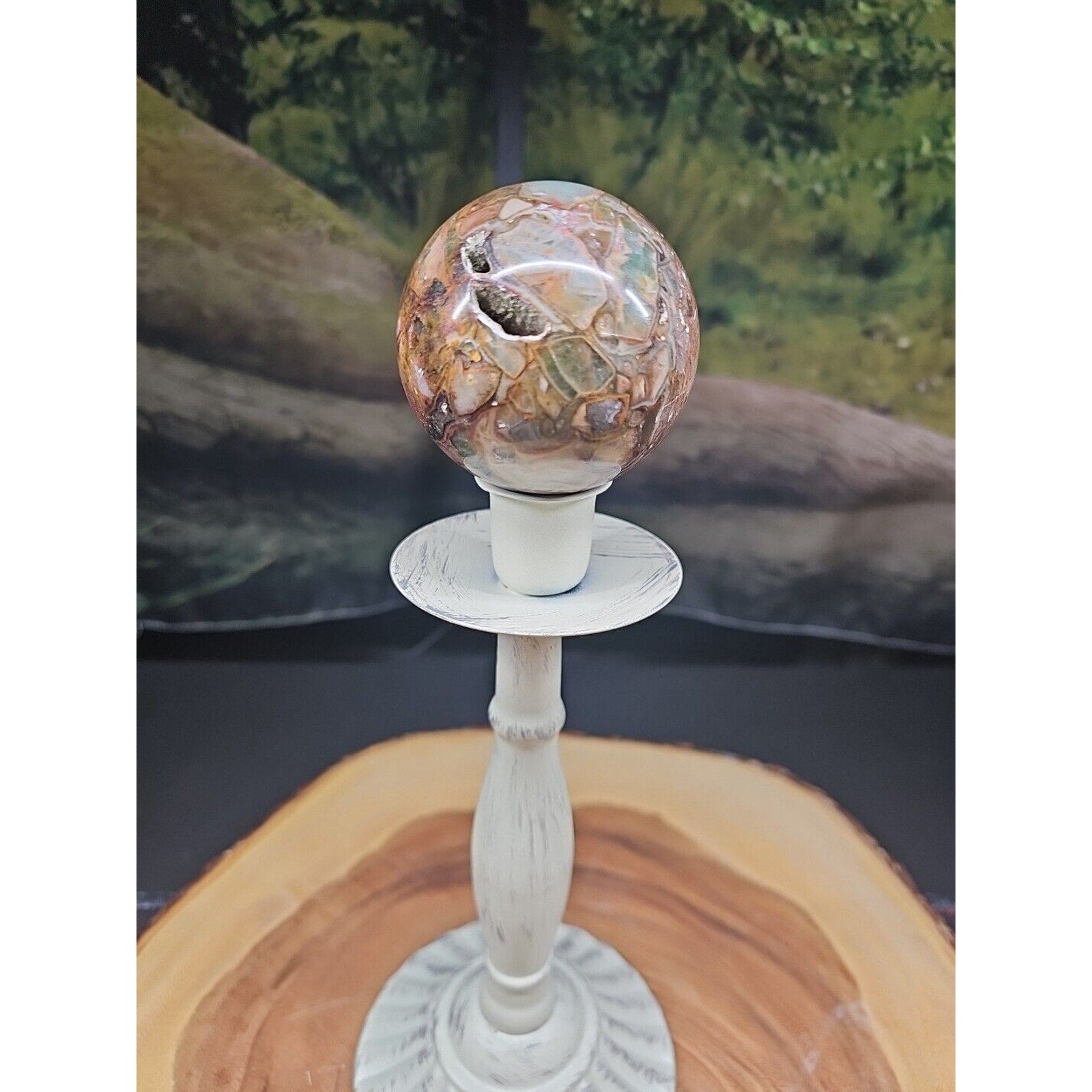 Ocean Jasper Agate Sphere 64mm W/Stand